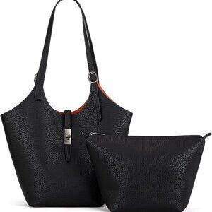 Hobo Bag PU Leather Women Shoulder Purse with Detachable Makeup Pouch